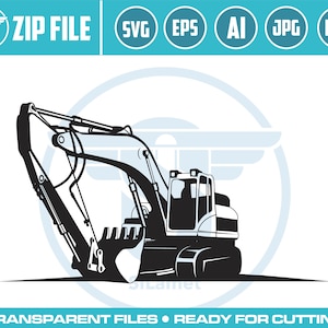 Excavator Silhouette SVG: Digger Clipart, Construction Cut File (Digital Download)