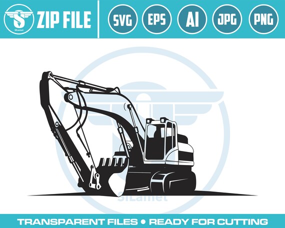 excavator svg, excavator silhouette, digger svg, construction svg, excavator clipart, heavy equipment svg, excavator cut file,mini excavator