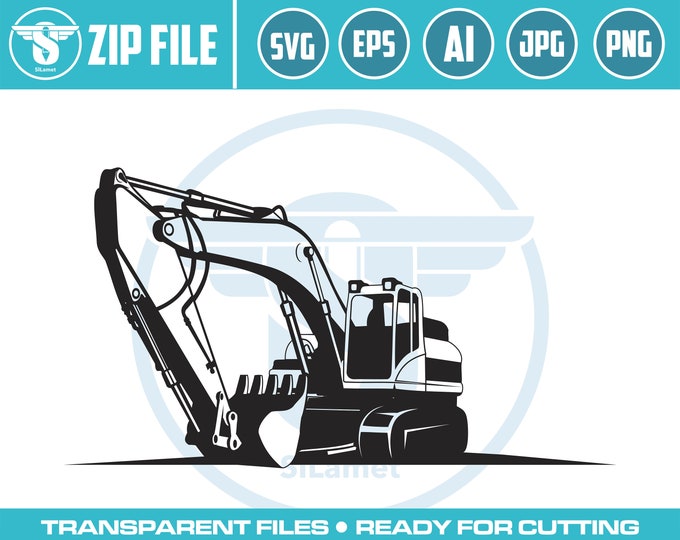 excavator svg, excavator silhouette, digger svg, construction svg, excavator clipart, heavy equipment svg, excavator cut file,mini excavator