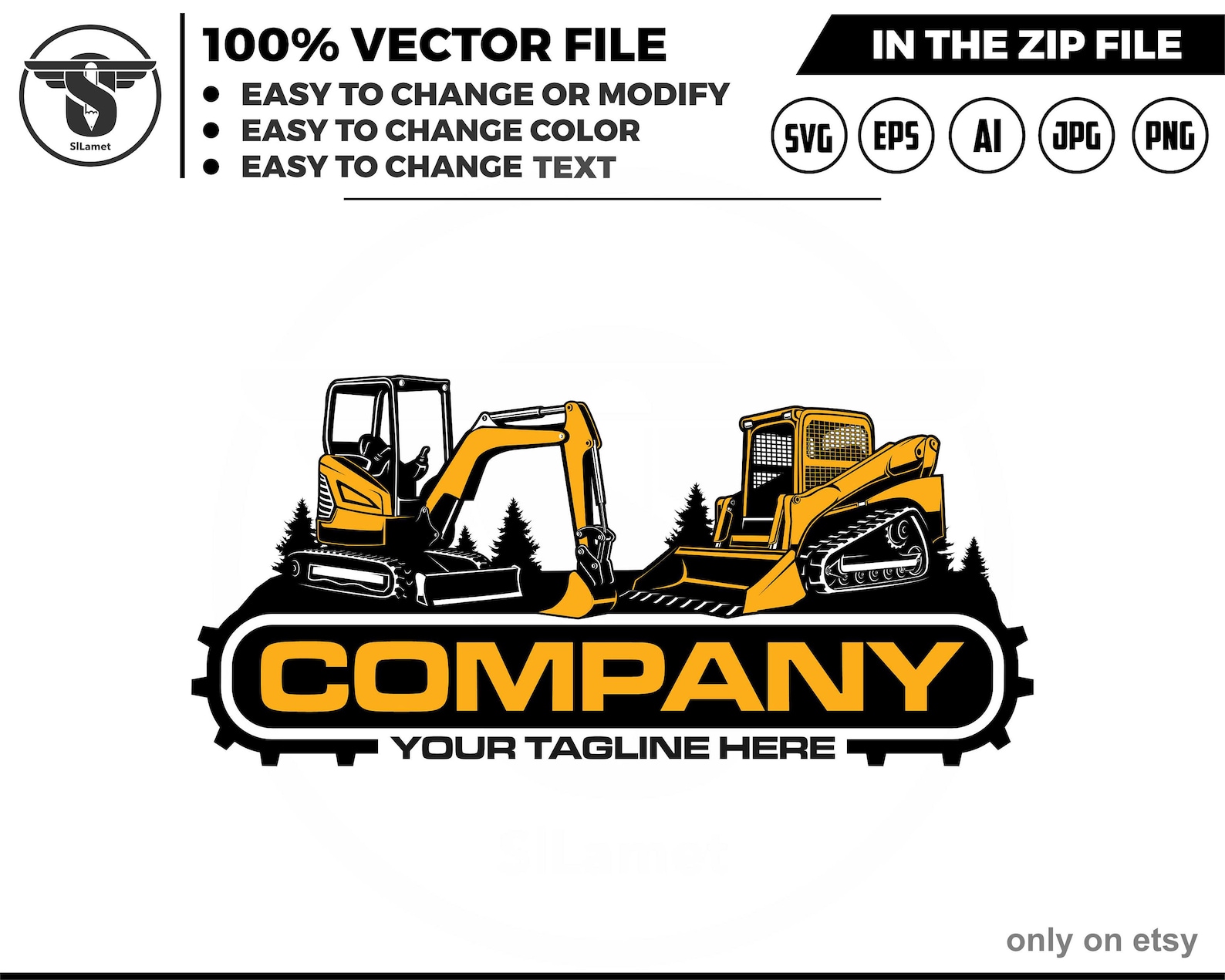 Skid Steer and Mini Excavator Logo Svg Skid Steer Bulldozer Etsy