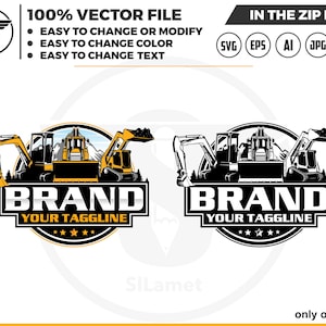 miniescavatore, minipala e logo Bulldozer in formato SVG, logo Bulldozer, minipala in formato SVG, logo veicoli per attrezzature, logo attrezzature pesanti
