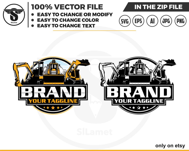 Mini Excavator, Skid Steer and Bulldozer Logo Svg, Skid Steer Bulldozer