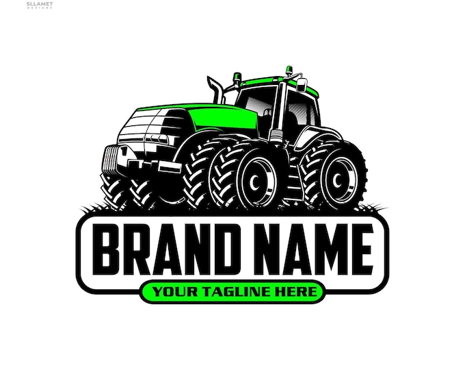 Heavy Duty Tractor Logo: Editable Vector Design for Farm & Agriculture Machinery (SVG, EPS, PNG)