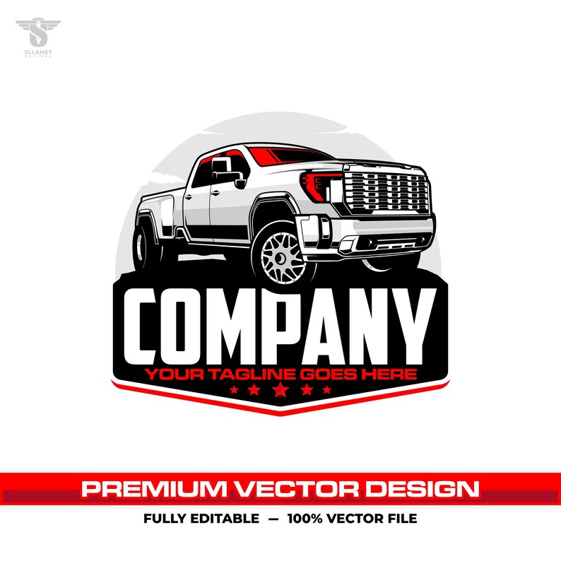 Dually Vector Dually Pickup Truck SVG Design: Fully Editable Vector EPS, Heavy Duty ...