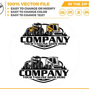 Skid loader and Tractor Logo Template - farm logo- tractor logo - farming tractor logo,