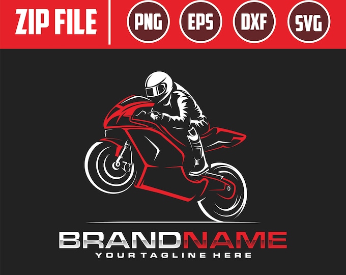 Racer sportbike wheelie logo template printable Vinyl/ Sticker, Cut Files for Cricut, Vector INSTANT DOWNLOAD