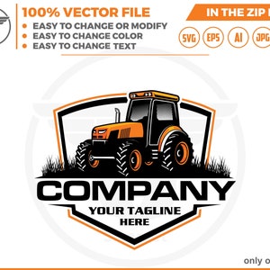Tractor Farm Logo Template - farm logo- tractor logo - farming tractor logo,