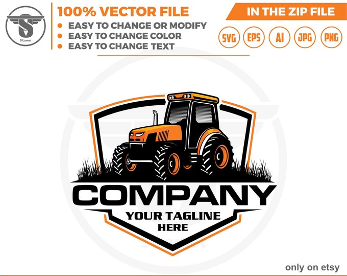 Tractor Farm Logo Template - farm logo- tractor logo - farming tractor logo,