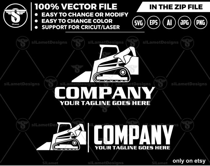 Minimalist Skid Steer Logo - Simple Skid Steer logo - Compact Loader Icon - Clean Construction Equipment logo