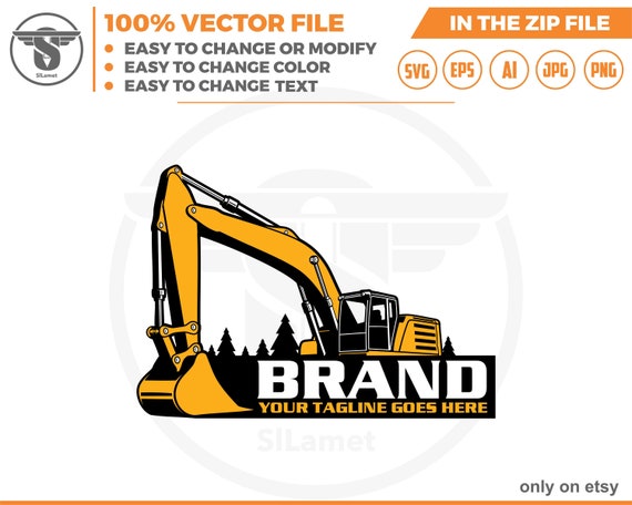 Excavator logo svg, Excavator Clipart, Excavator svg, Excavator png, Heavy Equipment svg, Construction Logo svg SVG file