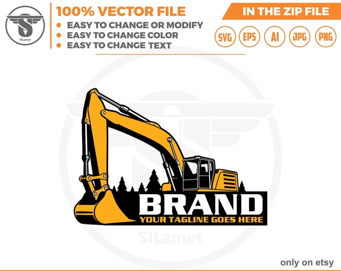 Excavator logo svg, Excavator Clipart, Excavator svg, Excavator png, Heavy Equipment svg, Construction Logo svg SVG file