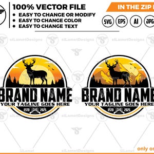 Deer Hunting logo - Deer svg - Deer Hunting svg  - Hunting logo  - Vintage Deer Antler Emblem for Hunting Club, Wildlife & Outdoor Adventure