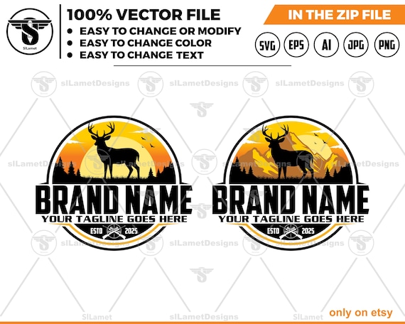 Deer Hunting logo - Deer svg - Deer Hunting svg  - Hunting logo  - Vintage Deer Antler Emblem for Hunting Club, Wildlife & Outdoor Adventure