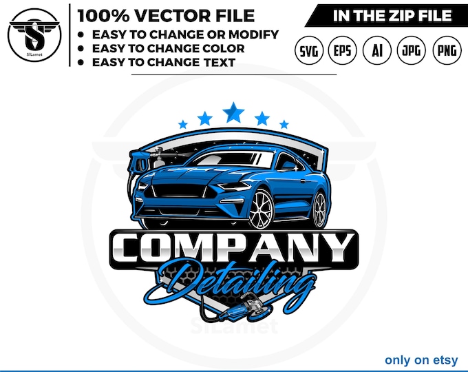 luxury cars auto detailing - sport car detailing logo template - Car Detailing Services logo - car wash logo template - 2018 Ford Mustang GT