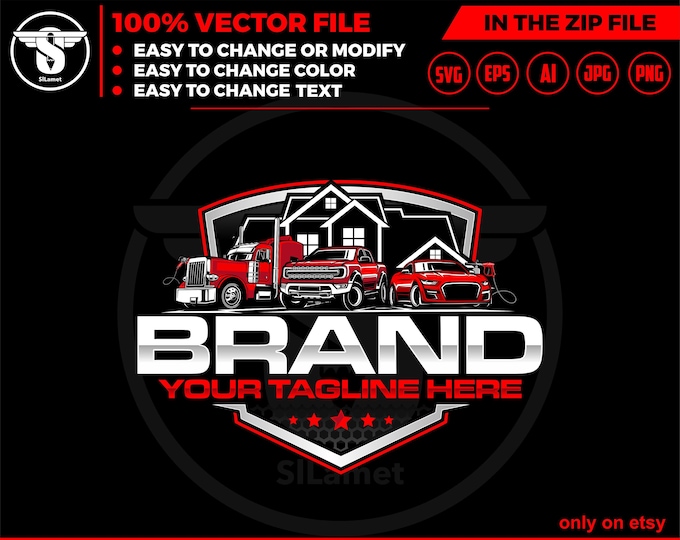 vehicle wash House logo - vehicle detailing logo, big rig, trucking, car wash logo,cleaning car logo , automotive logo, detailing logo