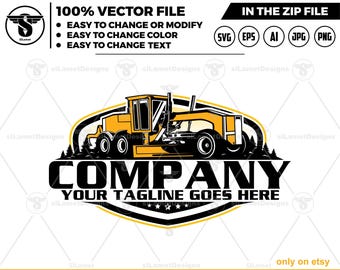 Motor Grader Logo SVG: Construction Vehicle Graphic (Digital Download)