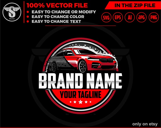 car detailing logo - sport car wash logo- Car Detailing Services logo - car wash logo template - car clean logo - auto detailing logo