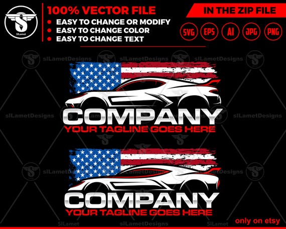 American Sports Car Logo - USA Sports Car Logo Template - Racing Car Branding - america automotive logo sport car logo - automotive logo