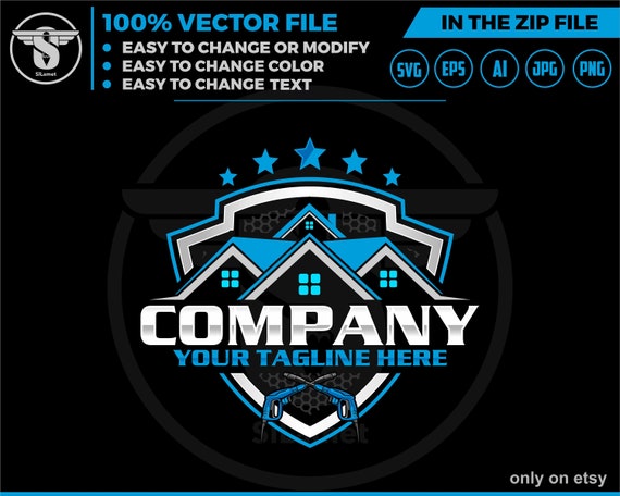 Pressure Wash logo - Wash House logo - house washing logo - wash logo - clean logo