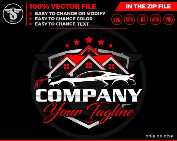 house Car wash logo template - car wash logo - car wash svg - cleaning car logo - automotive - auto detailing car logo - Car Detailing svg