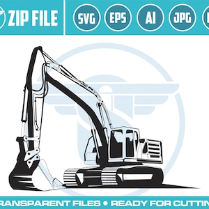 Excavator SVG: Digger Silhouette, Construction Clipart (Digital Download)