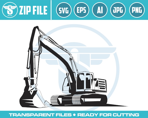 excavator svg, excavator silhouette, digger svg, construction svg, excavator clipart, heavy equipment svg, excavator cut file,