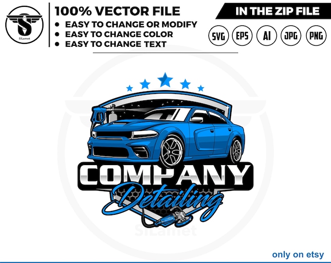 luxury cars auto detailing - sport car detailing logo template - Car Detailing Services logo - car wash logo template