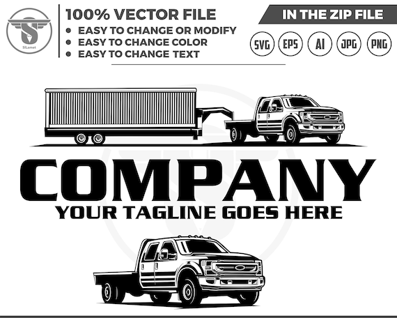pickup and trailer logo, trailer towing logo, truck pickup logo svg, towing Company Logo, pickup truck outline, ford flatbed