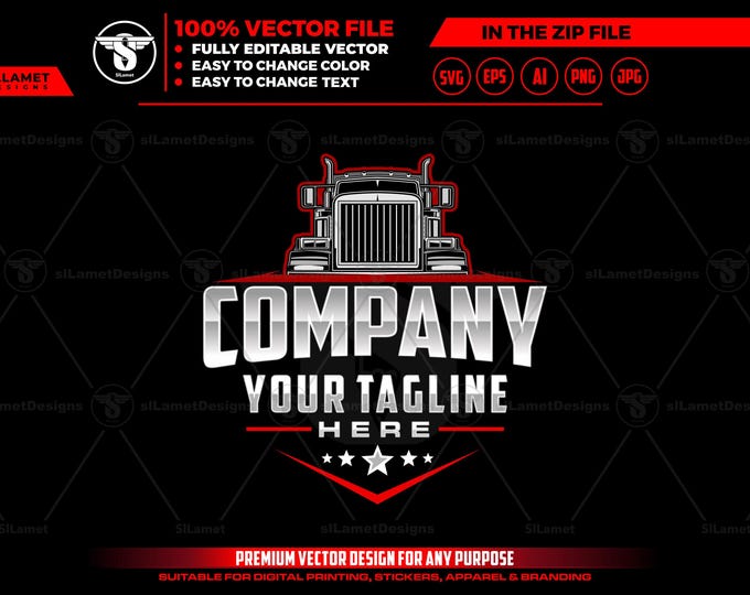 Trucking Logo SVG Vector: Semi Truck Silhouette, freight truck, big rig svg