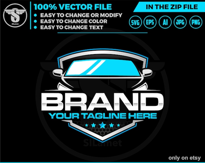 auto glass logo - autoglass logo - automotive logo - car logo - dealer car logo - car wash logo - auto detailing logo, repair glass car logo