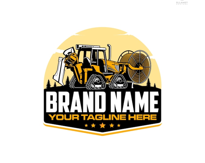 Vibratory Cable Plow Logo: Underground Installation Vector Designs (SVG, EPS, PNG)