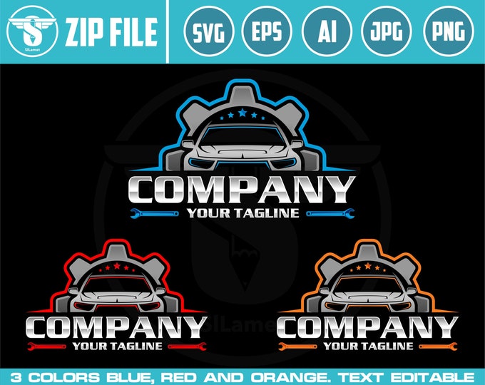 car repair logo template, car repair svg , auto fix logo, auto repair logo, car service logo, gear car logo, automotive logo SVG FILE