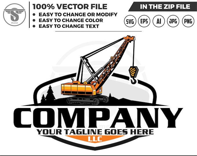 excavator crane logo, Excavator logo svg, Excavator Clipart, Excavator svg, Excavator png, Heavy Equipment svg, Construction Logo svg