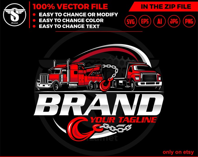 Towing truck logo, towing logo template, towing chain svg, tow truck 18 wheeler, tow truck logo, towing service logo, tow car logo