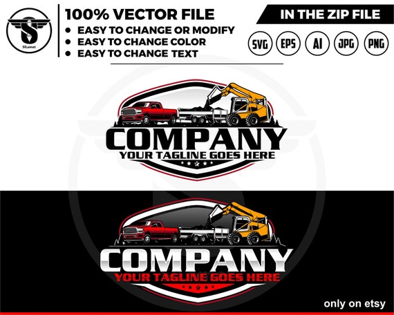 pickup trailer and skid steer logo , trailer logo, pickup svg,trailer pickup logo,trailer towing, logo,towing Company, Logo pickup