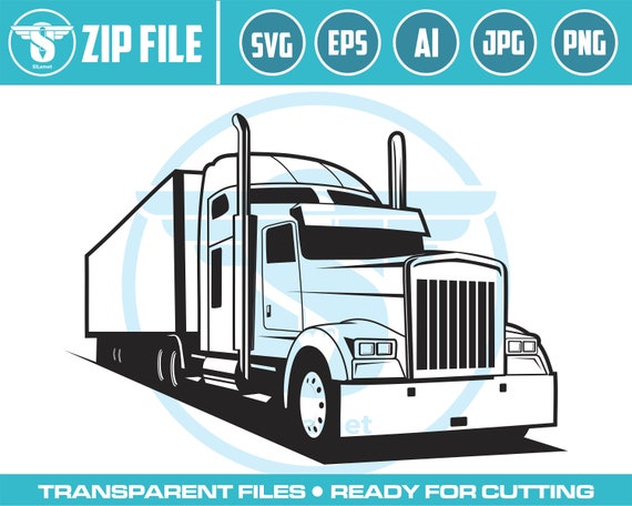 Semi Truck Trailer svg, Truck Driver Trucker Big Rigg 18 Wheeler Semi Tractor Trailer Shipping Trucking Logo .SVG Vector Cricut Cut Cutting