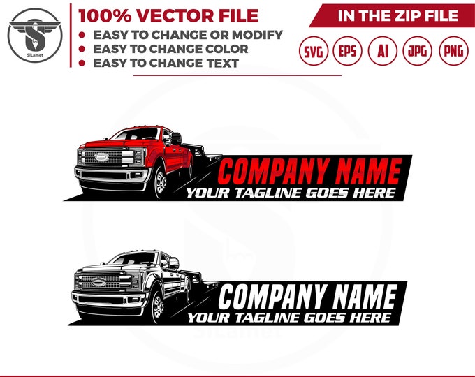 ford super duty svg - pickup and trailer logo - trailer towing logo - towing Company Logo - pickup and flatbed trailer, pickup truck logo,