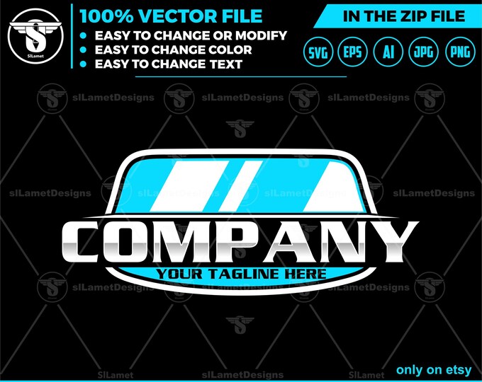 auto glass logo - automotive log - car logo - dealer car logo - car wash logo - auto detailing logo