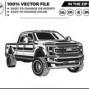 Ford Super Duty SVG: Pickup Truck Vector Graphics (Digital Download)