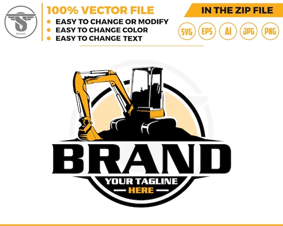 mini excavator logo svg, Excavator Clipart, Excavator svg, Excavator png, Heavy Equipment svg, Construction Logo svg SVG file