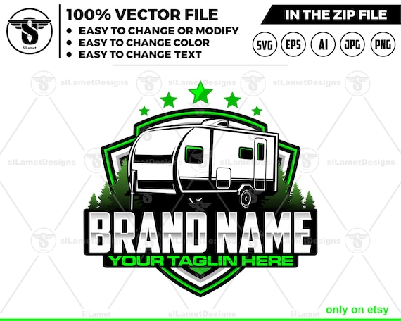 camper trailer logo, van logo, camper van logo, travel logo, trailer, outdoor, holiday, vacation, campv