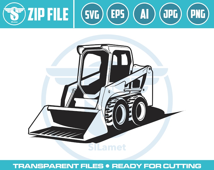 Skid steer loader logo, skid steer bulldozer logo, skid steer svg, Bulldozer logo SVG, Heavy Equipment logo Svg, Bulldozer svg, Wheel Loader