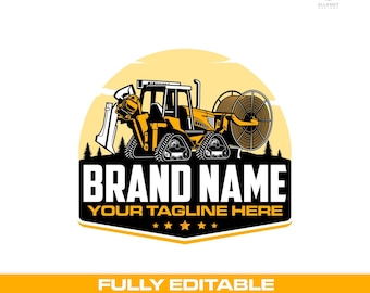 Vibratory Cable Plow Logo: Underground Installation Vector Designs (SVG, EPS, PNG)