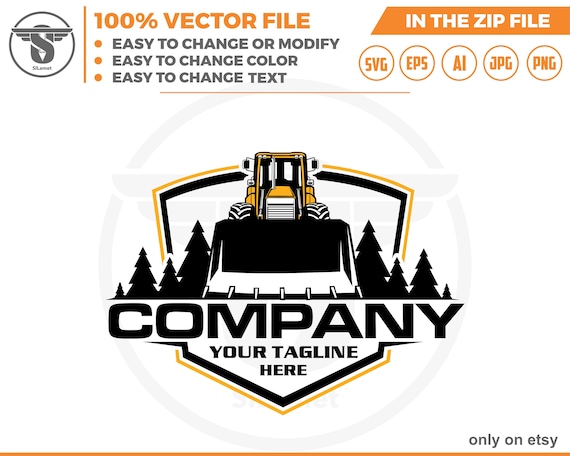 wheel loader logo - Bulldozer logo - Heavy Equipment logo - Bulldozer svg