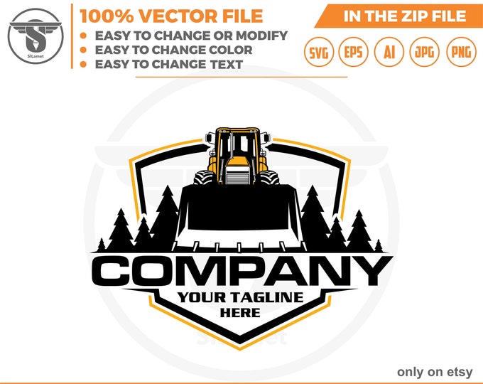 wheel loader logo - Bulldozer logo - Heavy Equipment logo - Bulldozer svg