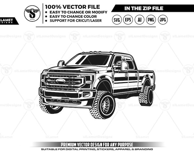 Ford Super Duty SVG: Pickup Truck Vector Graphics (Digital Download)