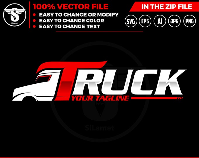Letter T Trucking Logo: Semi-Truck Brand Design (Digital Download)