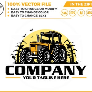 Tractor Farm Logo Template - farm logo- tractor logo - farming tractor logo,