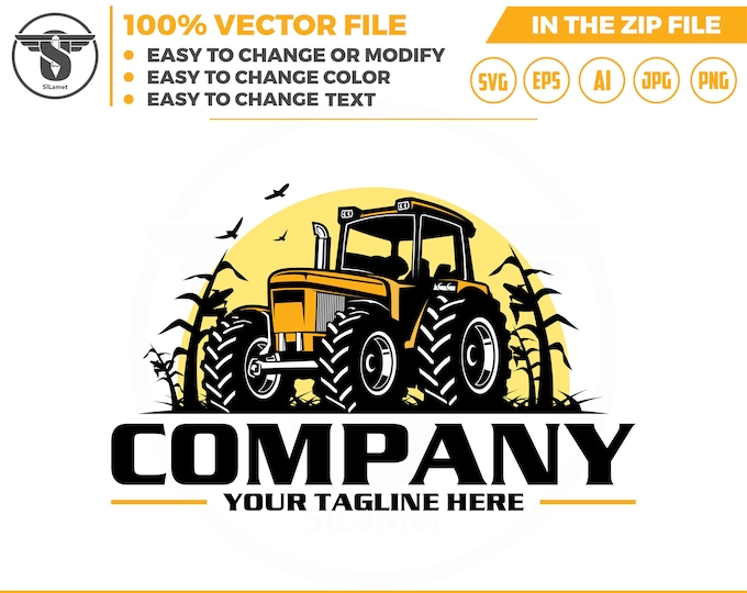 Tractor Farm Logo Template - farm logo- tractor logo - farming tractor logo,