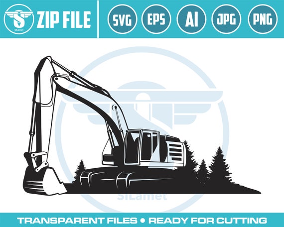 Excavator Svg Excavator Silhouette Digger Svg Construction - Etsy